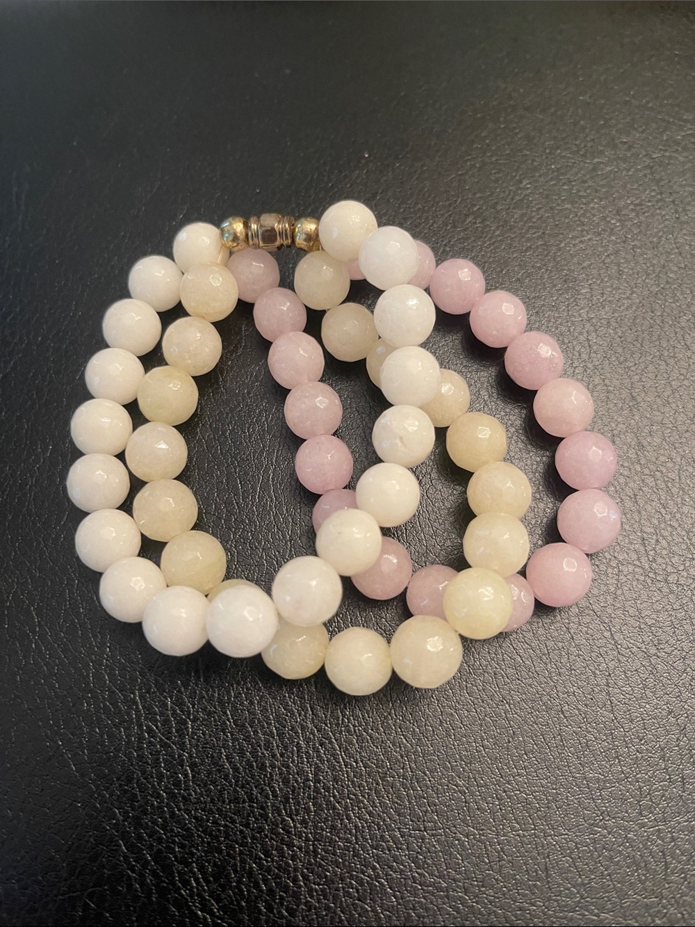 Pastel Multi-Bead Stretch Bracelet - White, Pink & Cream